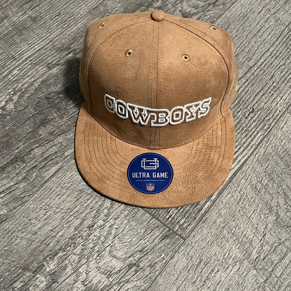 NEW UNIQUE Cowboys Brown Suede Snapback Hat - Ultra Game NFL Sticker ONE SIZE